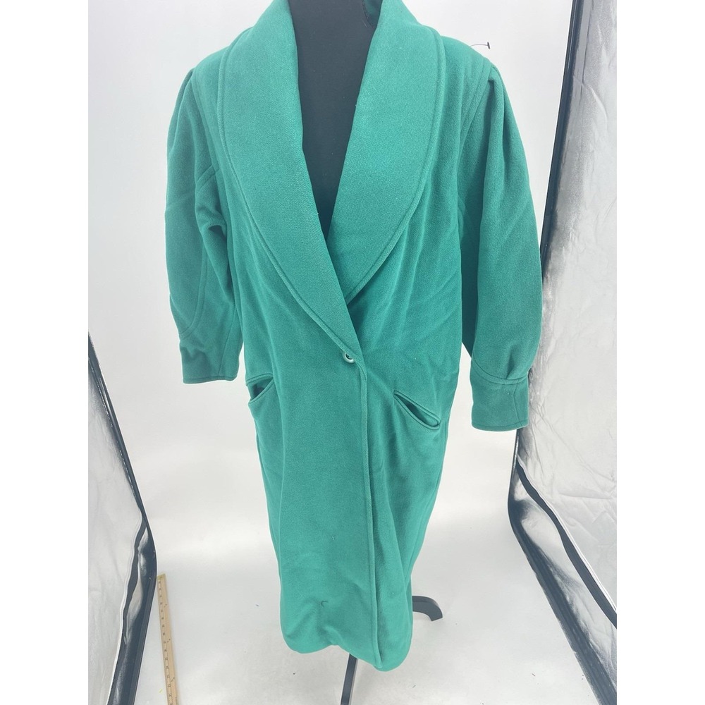 1960s Mulberry Street Full-Length Coat BOUCLE Green‎ VINTAGE Wool Size XL